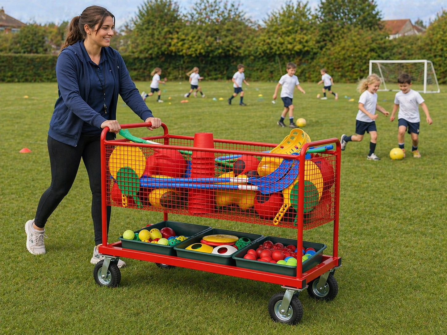 Children using school storage equipment