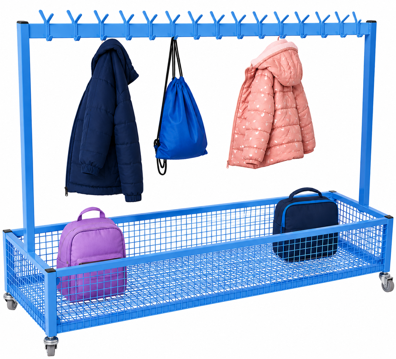 NA202 Double Cloakroom Trolley - Blue