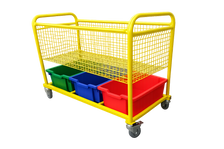 S2002 Junior Deluxe Trolley with empty upper basket and storage trays