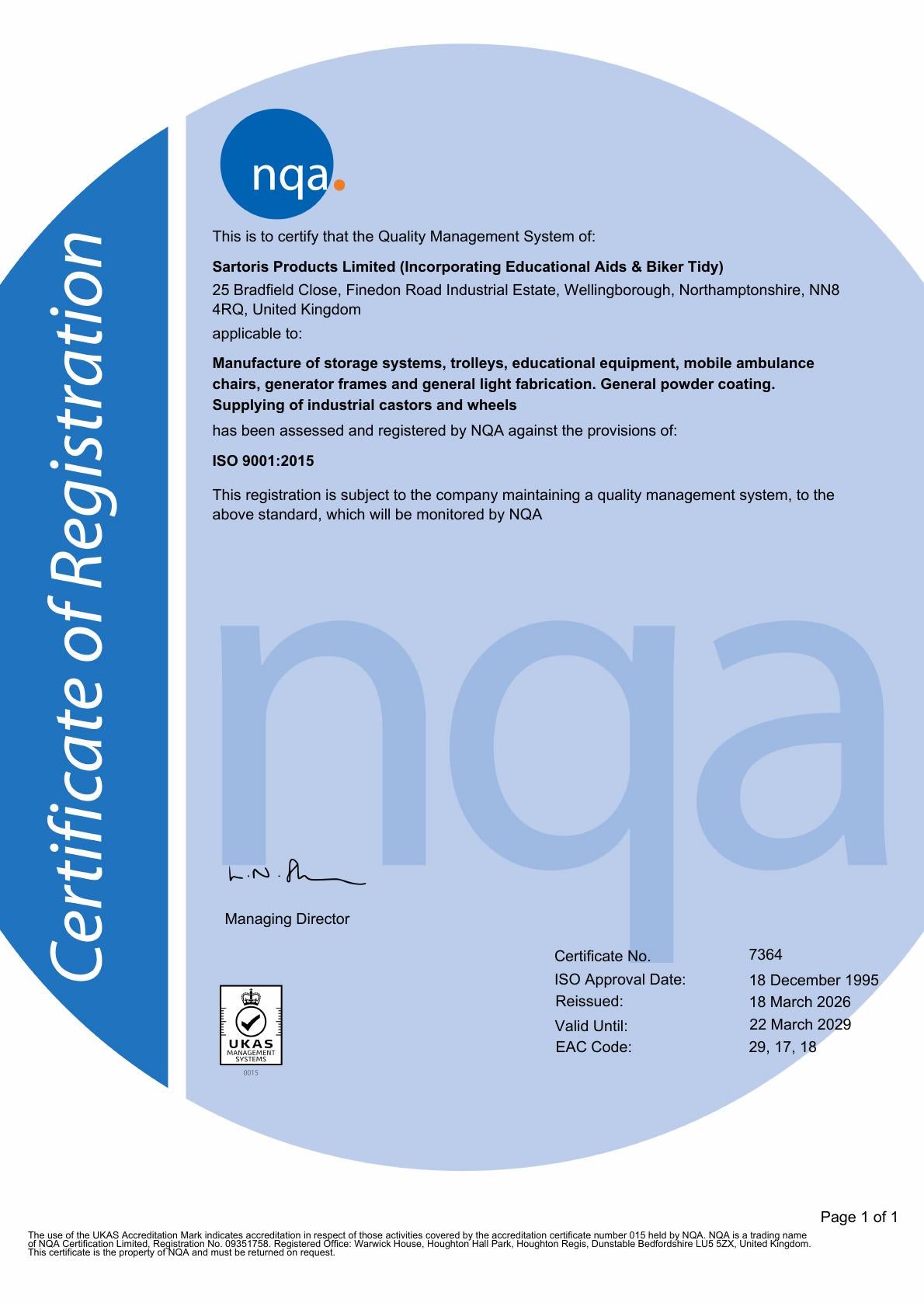 NQA certificate